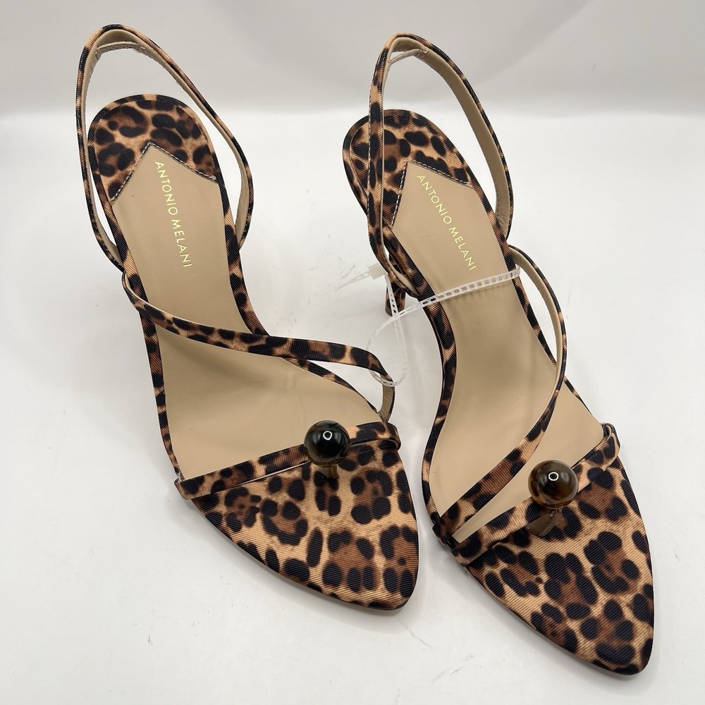 Antonio Melani Leopard Print Ornamented Toe Thong Dress Sandals 6.5M Mob Wife
